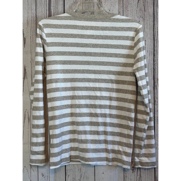 Gap The Bowery Super Soft Gray & White Knit Long Sleeve Top Side Large - Picture 4 of 4